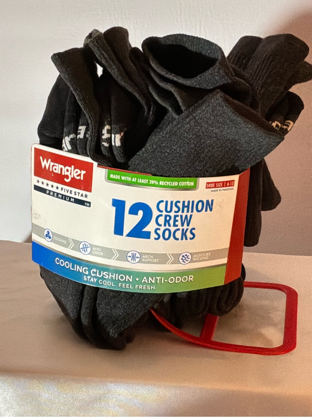 🌙✨🏷️Wrangler 12-Pack Cushion Crew Socks - Black & Dark Gray